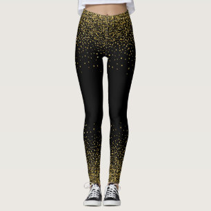 Legging Confetes Dourados no preto