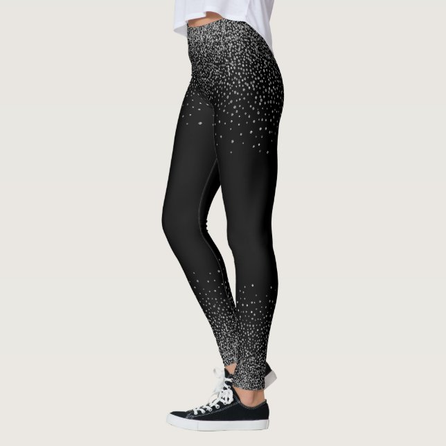 Legging Confetti De Cinza De Prata A Preto (Esquerda)