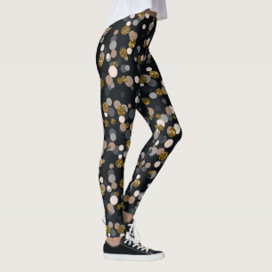 Legging Confetti Peach, Maple, Cinza e Brilho Dourado