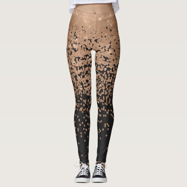 Legging Confetti Preto-Dourado-Chic Moderno (Frente)