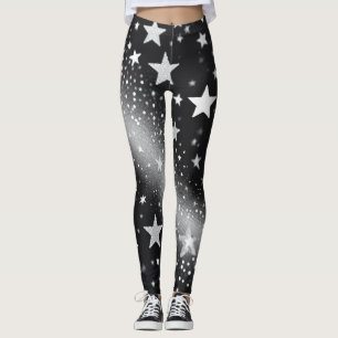 Legging Conforto Celestial: Faíscas Brancas & Estrelas