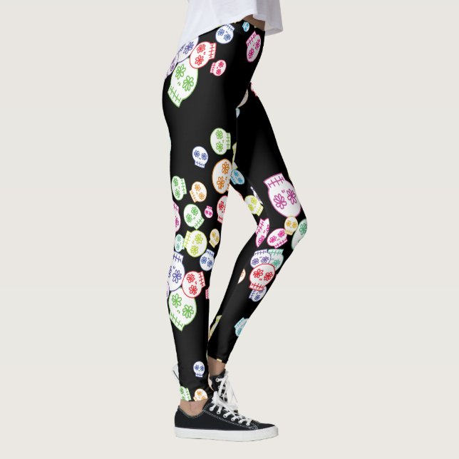 Legging Confusão de Desenhos de Caveiras Coloridos (Direita)