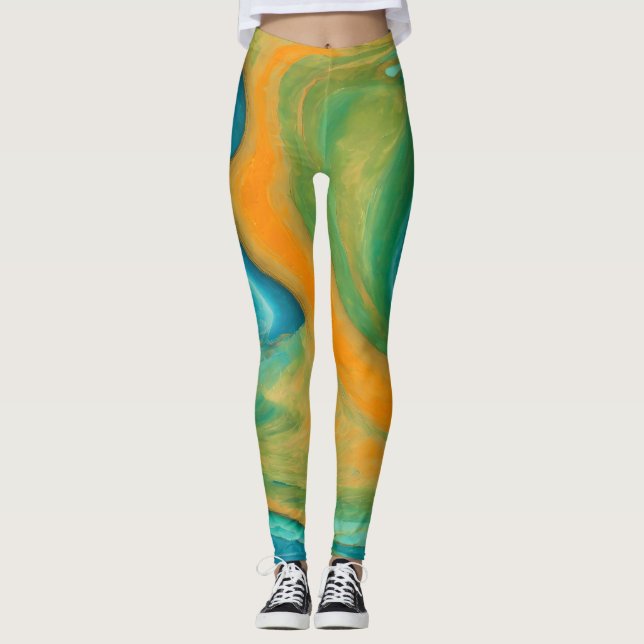 Legging Conil. Uma mistura de Abstrato colorida (Frente)