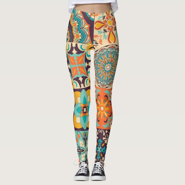 Legging Conjunto de Azulejos Tradicionais Azulejos Colorid (Frente)