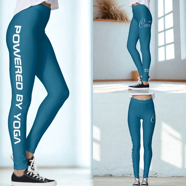 Legging Conjunto de ioga de impressão personalizada Ocean  (Ocean blue yoga leggings, 3 views. )
