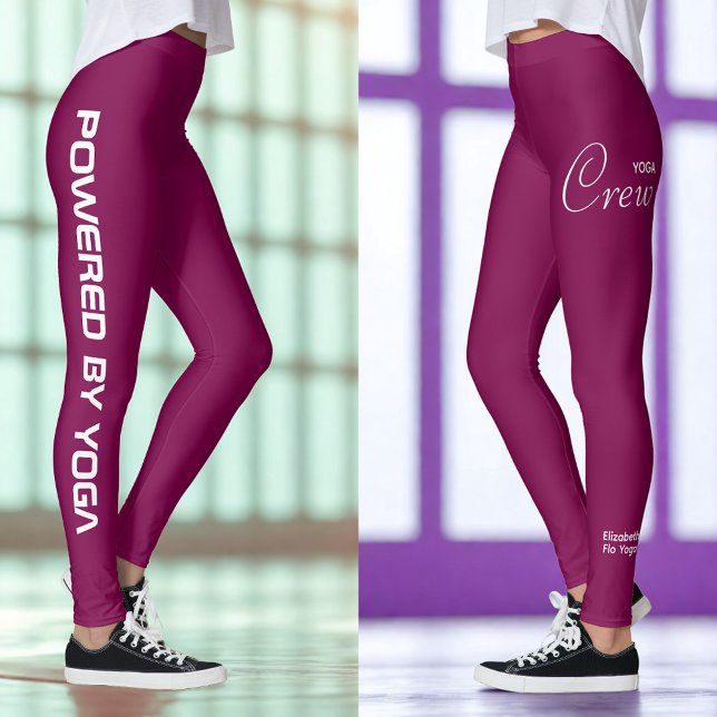 Legging Conjunto de ioga de impressão personalizada vinho  (Wine yoga leggings, two poses.)