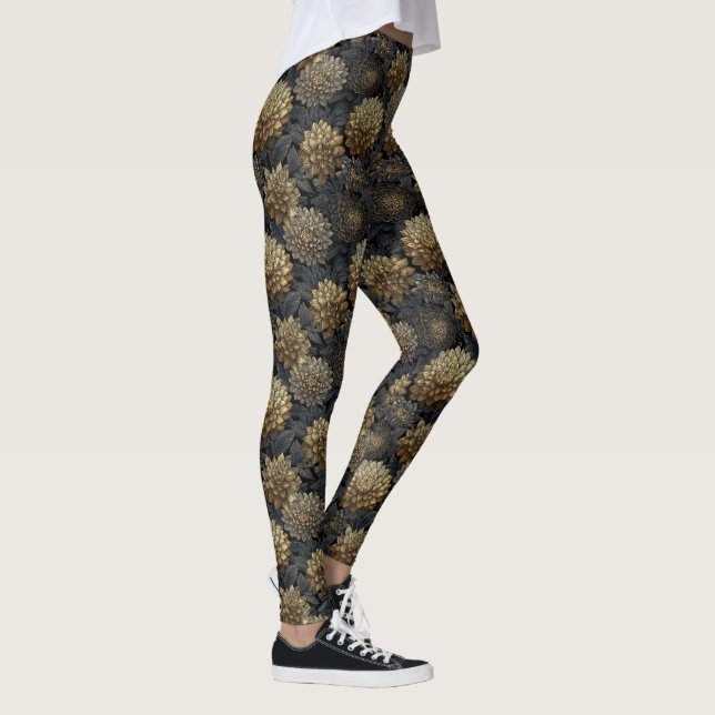 Legging Conjuntos de Presentes Estéticos de Dálias Golden  (Direita)