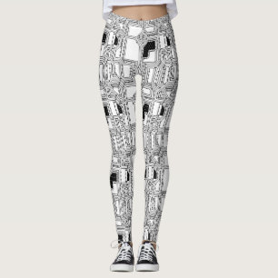 Legging Conselho de Circuito Preto e Branco