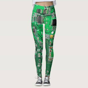 Legging Conselho do circuito do Geek do computador verde
