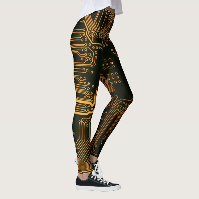 Legging Conselho Nerd de saída PCB Laranja Circuito Eletrô (Direita)