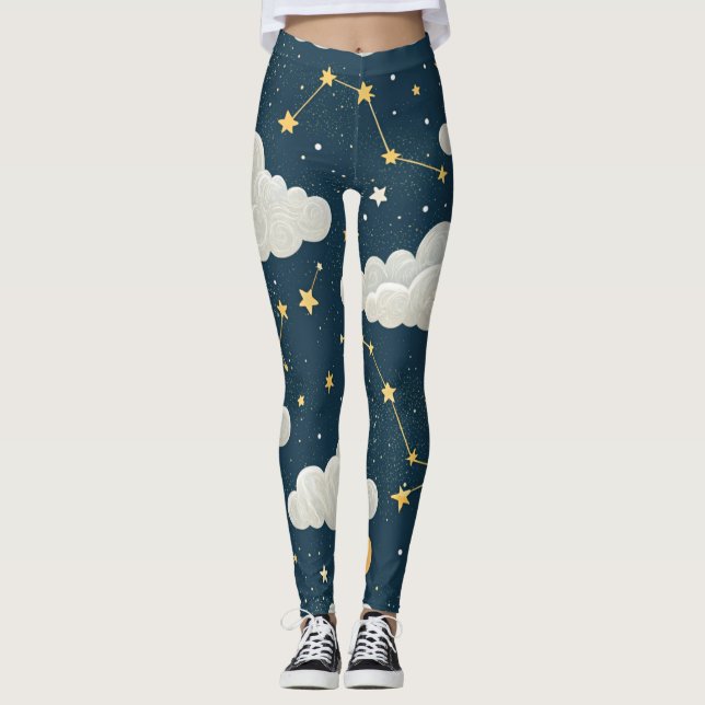 Legging Constelação Celeste Padrão de Estrelas (6) (Frente)