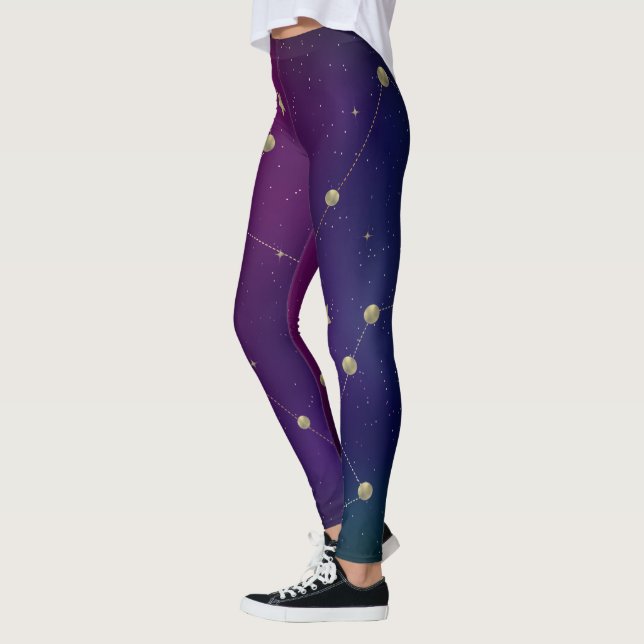 Legging Constelação de Galáxia Escura Dourado Falso (Esquerda)