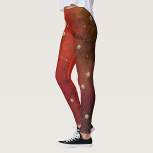 Legging Constelação de Galáxia Escura Dourado Falso Vermel