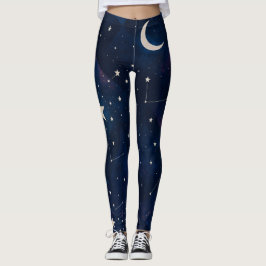 Legging Constelação de Starry Sky - Padrão noturno celesti
