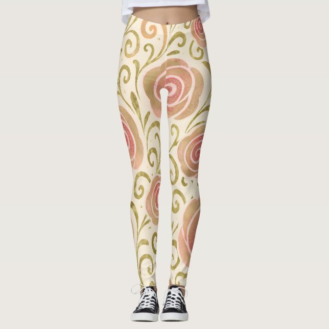 Legging Conto de Fadas Rosa e Dourado Rosas Princesa Livro (Frente)