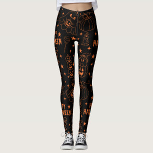 Legging Contorno Kawaii Fofo de Halloween