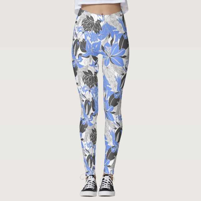Legging Contour Hawaii Tropical Lily e Protea Floral (Frente)