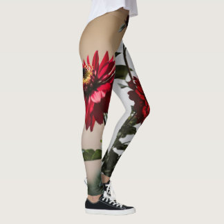 Legging "Contraste no Bloom: Flor Preta e Vermelha"