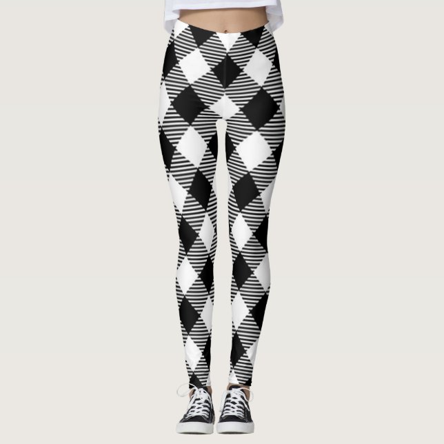 Legging controlo de búfalos, padrão preto e branco (Frente)
