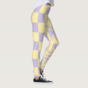 Legging Controlos e picos - Amarelo e púrpura do Pastel