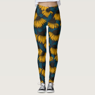 Legging Conversores amarelos em azul escuro