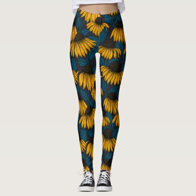 Legging Conversores amarelos em azul escuro (Frente)