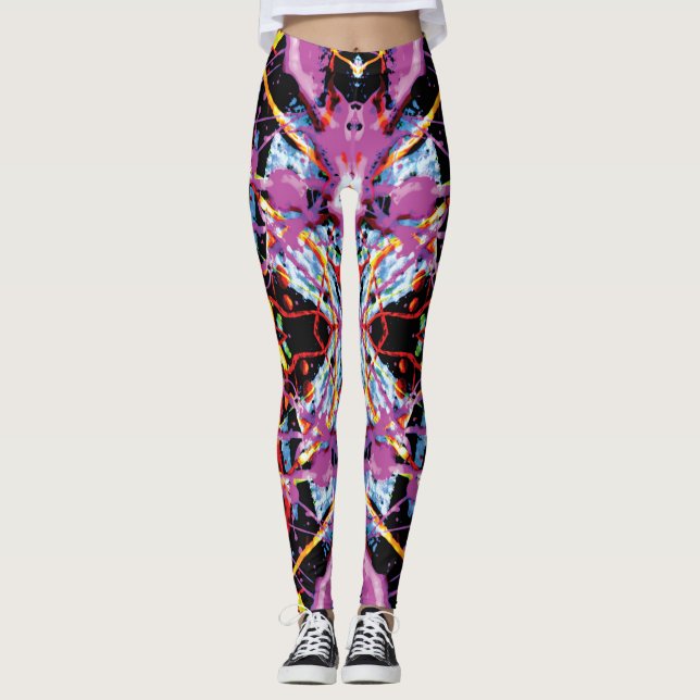 Legging Convulsão Etérea Roxo Preto Salpicado (Frente)