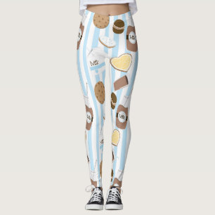 Legging Cookies & Leite Padrão Listrado Azul