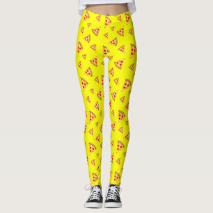Legging Cool and fun pizza slices pattern neon yellow