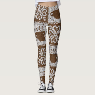 Legging Copos de inverno: padrões de bebidas quentes.