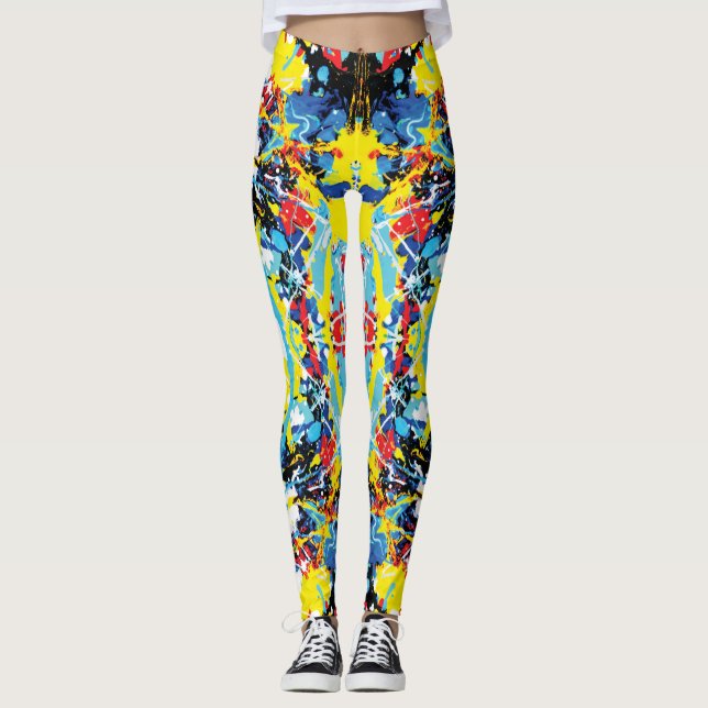 Legging Cor Abstrata Manchada Multicolorida Derretida (Frente)