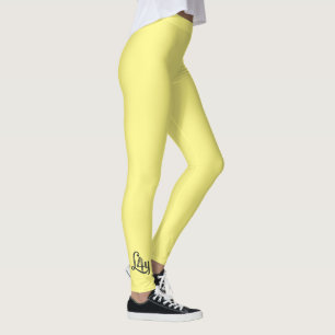 Legging Cor amarela clara para mulheres, mulheres, meninas