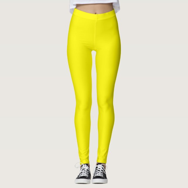 Legging Cor Amarelo Limão Sólido Simples (Frente)