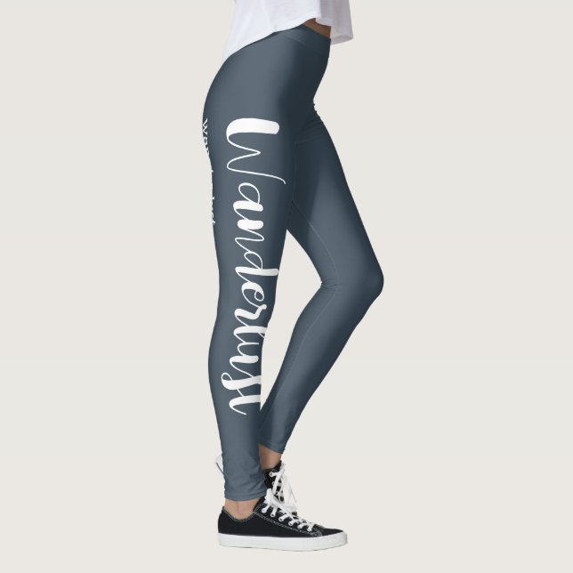 Legging Cor azul da cinza branca definição de Wanderlust (Direita)