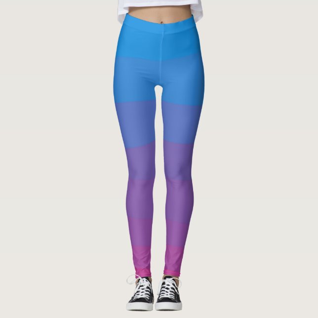 Legging Cor azul e púrpura púrpura pintas Pincéis (Frente)