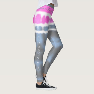 Legging Cor branca rosa e azul Torção do Torção no Estilo