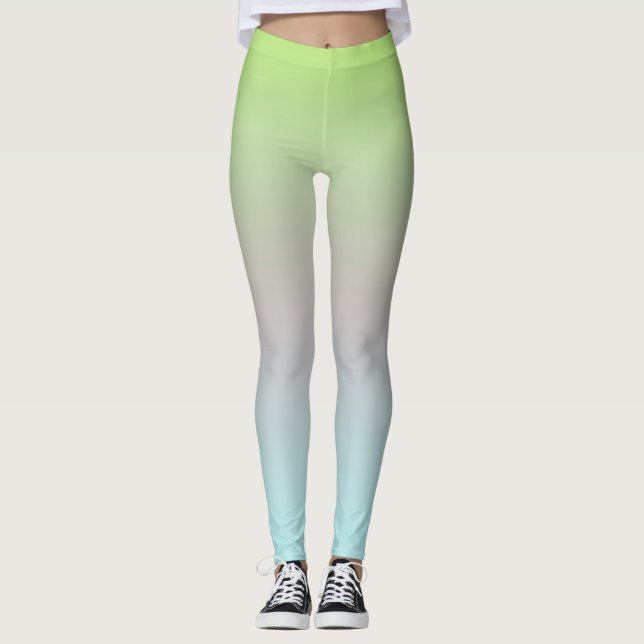 Legging Cor Brilhante Pastel Gradiente Azul Cor-de-Rosa Ve (Frente)