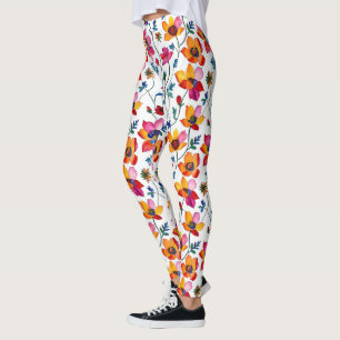 Legging Cor da água Bonito, rosa e amarelo, floral