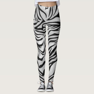 Legging Cor da pele do tigre preto e branco