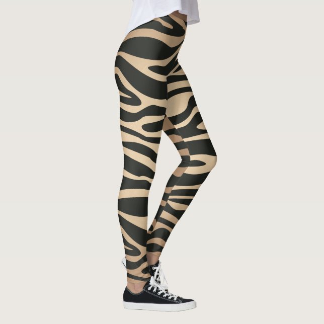 Legging Cor da pele Zebra Retro Impressão Animal (Direita)