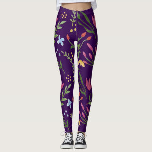 Legging Cor d'água púrpura Preto-Amarelo-Cor-de-rosa-azul