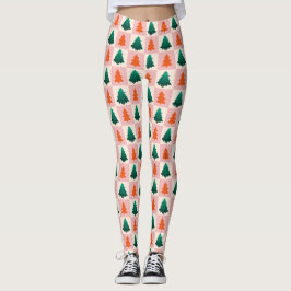 Legging Cor d'água verde vermelha Padrão de árvore de Nata