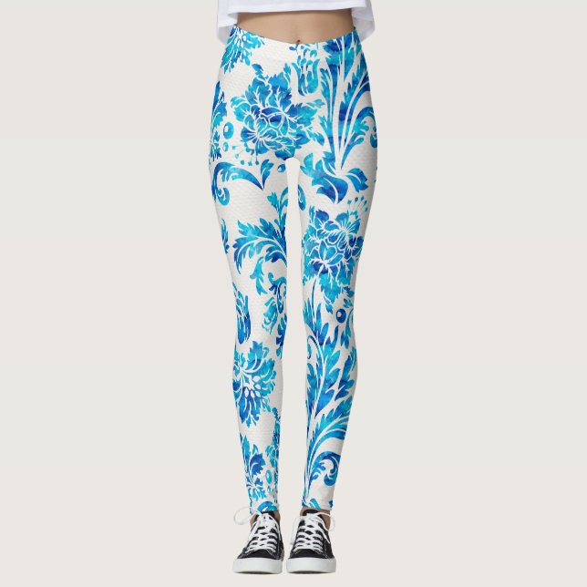 Legging Cor damasco Azul Escuro Elegante (Frente)