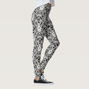 Legging Cor damasco branca e preto elegante