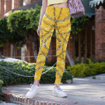 Legging Cor damasco com corrente<br><div class="desc">Textura de glamour ou ornamentado. ouro e cápsulas prateadas em fundo amarelo. ornamento de bijouterie precioso.</div>