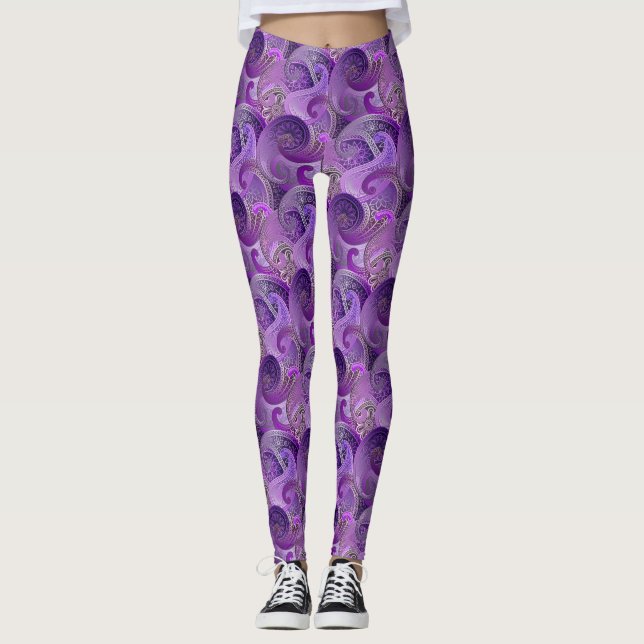 Legging Cor damasco de Paisley Roxo (Frente)
