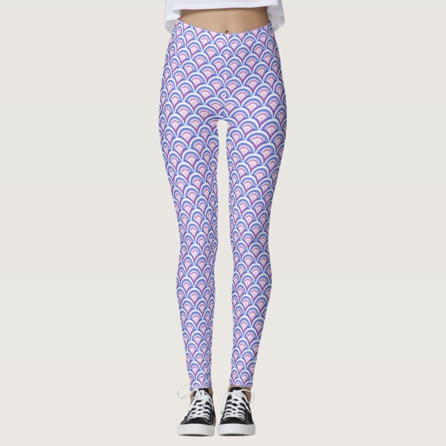 Legging cor damasco floral azul (Frente)