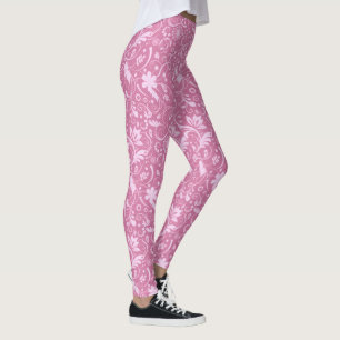 Legging Cor damasco floral cor-de-rosa