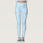 Legging Cor damasco Ornamentado Floral Azul Claro<br><div class="desc">Legendas elegantes,  ornamentados e únicas que apresentam cor damasco floral azul-clara. Outras cores estão disponíveis.</div>