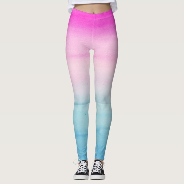 Legging Cor de Água do Ombre Rosa e Azul (Frente)